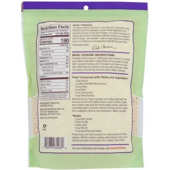 Bob's Red Mill Traditional Pearl Couscous - Case of 4/16 oz image {2}
