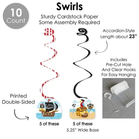 Big Dot of Happiness Pirate Ship Adventures - Skull Birthday Party Supplies Decoration Kit - Decor Galore Party Pack - 51 Pieces image {3}