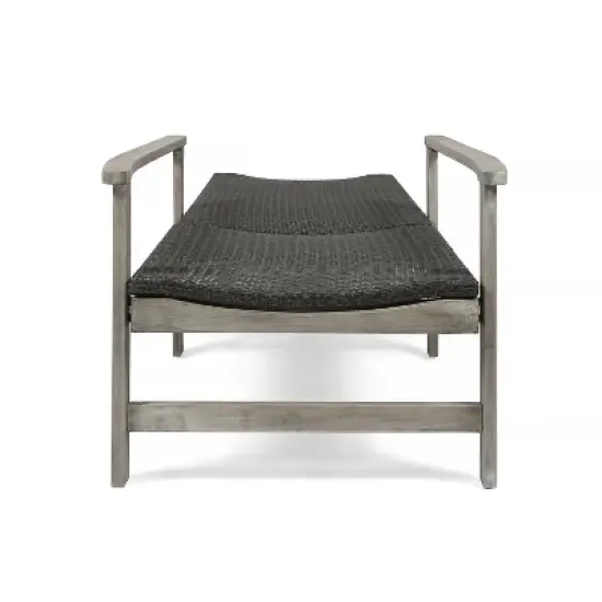 Gulches Wood and Wicker Gray Patio Chaise Lounges - Adjustable Recliners with Armrests image {10}