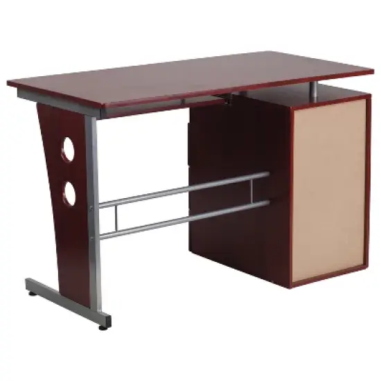 Flash Furniture Computer Desk with Three Drawer Single Pedestal and Pull-Out Keyboard Tray image {7}