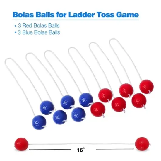 GSE Premium Solid Wood Ladder Ball Toss Game Set with Ladder Ball Bolas & Carrying Case image {4}