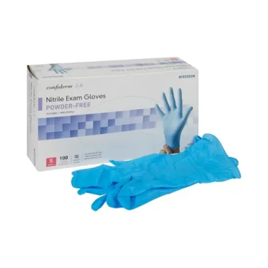 3.8 Confiderm McKesson Nitrile Exam Glove Blue Textured Fingertips image {6}