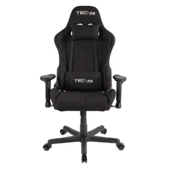 Fabric Ergonomic High Back Racer Style Video Gaming Chair Black - Techni Sport image {2}
