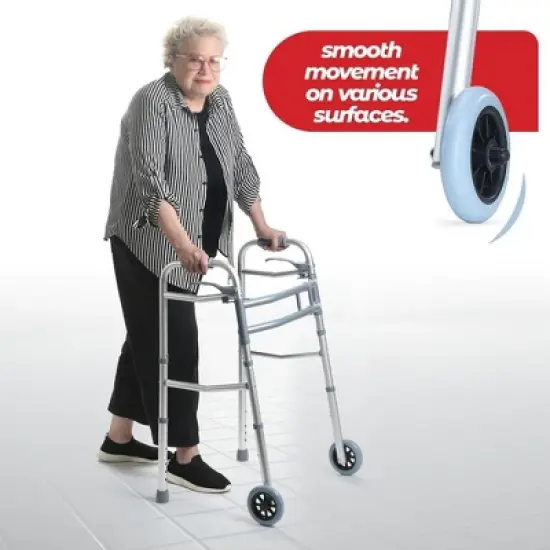 Aluminum Lightweight Walker with Wheels &ndash; Adjustable Walker for Seniors, Folding Walker with Arm Support Walker and 2 Wheels - MedicalKingUsa image {6}