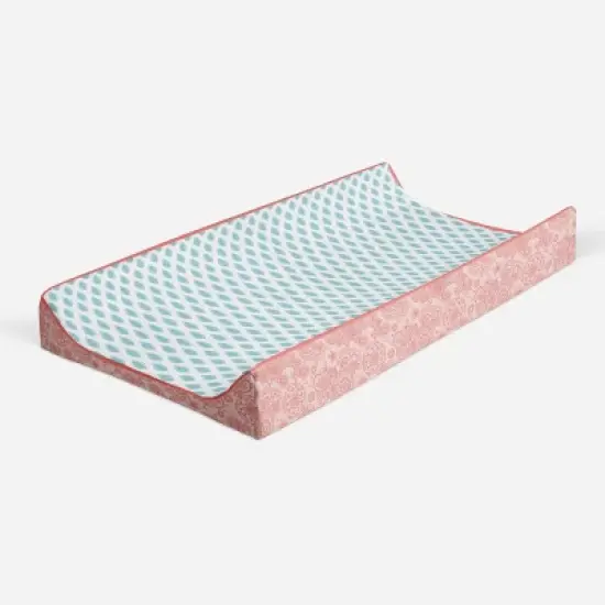Bacati - Sophia Paisley Aqua Leaves Changing Pad Cover image {6}