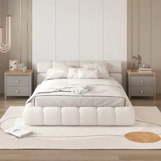 Tangkula 2 PCS Nightstand Farmhouse Side End Table w/ Solid Wood Legs & 2 Drawers image {1}