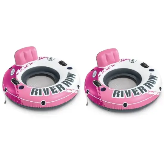 Intex Pink River Run I Sport Lounge Inflatable Water Float 53" Diameter 2-Pack image {1}