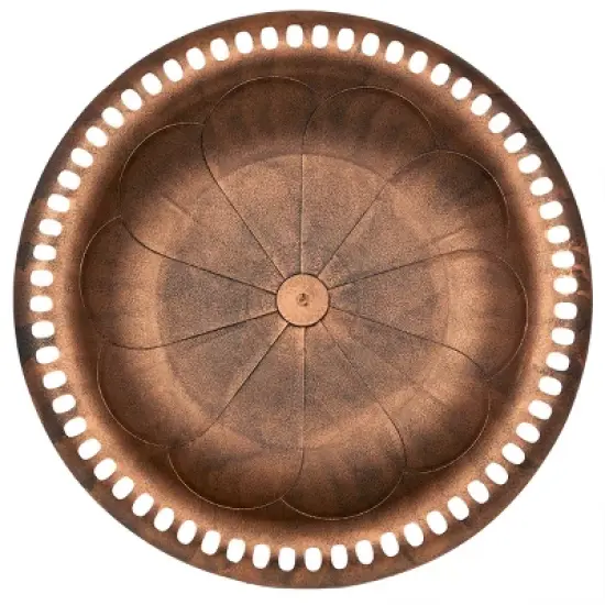 Alpine Corporation 28" Pedestal Bird Bath With Scrollwork Base & Ground Stake Bronze image {4}