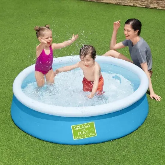 Bestway Fast Set Pool Above Ground Kiddie Swimming Pool 5&rsquo; X 15&rdquo; 57241E , Blue image {4}