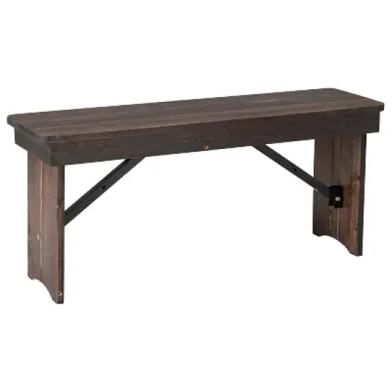 Merrick Lane Antique Solid Pine Folding Farmhouse Style Bench image {14}