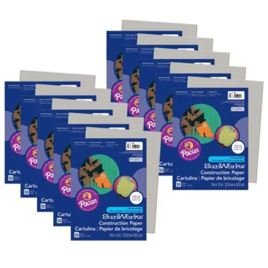 Prang&reg; Construction Paper, Gray, 9" x 12", 50 Sheets Per Pack, 10 Packs image {5}