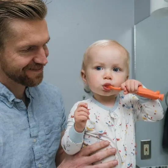Dr. Brown's Toddler Toothbrush with Soft Bristles - Green & Orange Dinosaur - 2-Pack - 1-4 years - Soft image {9}