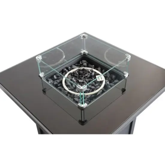 25 inch H x 30 inch W Steel Outdoor Fire Pit Table with Lid image {1}
