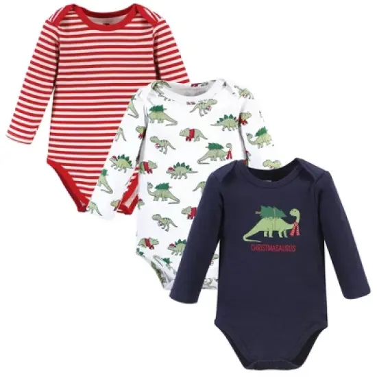 Hudson Baby Unisex Baby Cotton Long-Sleeve Bodysuits, Christmasaurus image {9}