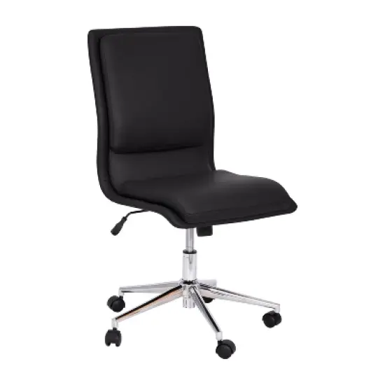 Merrick Lane Mid-Back Armless Home Office Chair with Height Adjustable Swivel Seat and Five Star Chrome Base image {15}