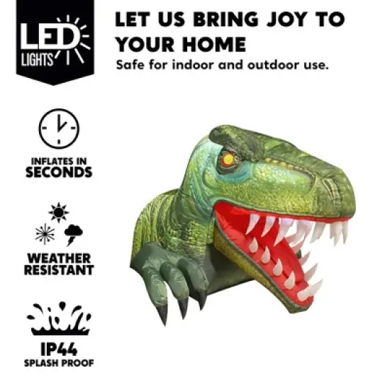 Joyfy 3.6 FT Halloween Inflatable Outdoor Decorations, Animated Dinosaur Trunk or Treat Car Inflatable with LEDs for Halloween Party Yard Decoration image {1}