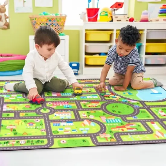 Sorbus 60"x79" City Roads Themed Washable Rug for Kids - For playrooms, classrooms, and bedrooms image {2}