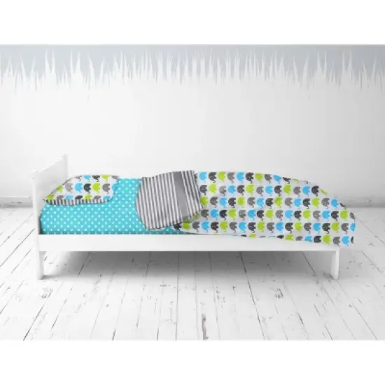 Bacati - Elephants Aqua/Lime/Gray 4 pc Toddler Bedding Set image {3}