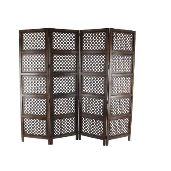 Traditional Wood Rectangle Room Divider Screen Brown - Olivia & May image {4}