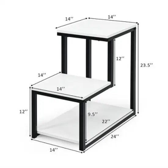 Costway 3-Tier End Table Sofa Side Table Night Stand W/ Shelf for Living Room White image {1}