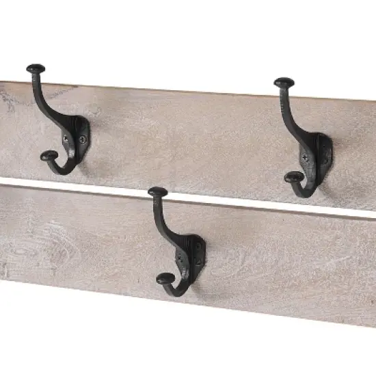 40" Castleton Mango Wood Bench and Coat Hook with Shelf Driftwood - Alaterre Furniture image {11}
