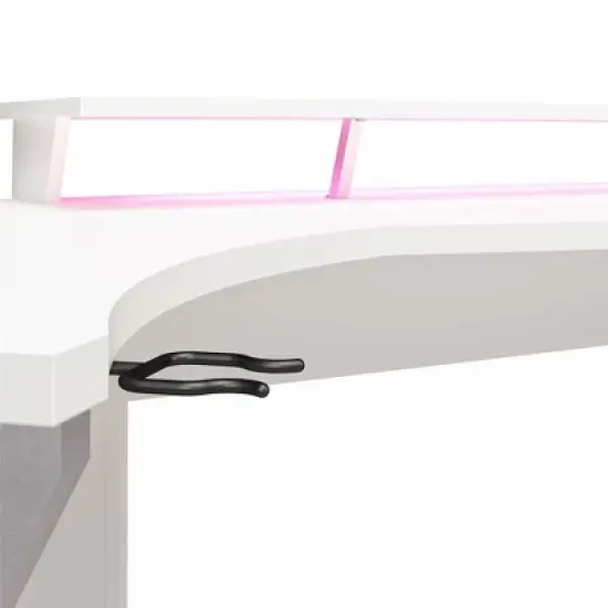 Xtreme Gaming Corner Desk with Riser & Led Light Kit White - NTENSE image {9}