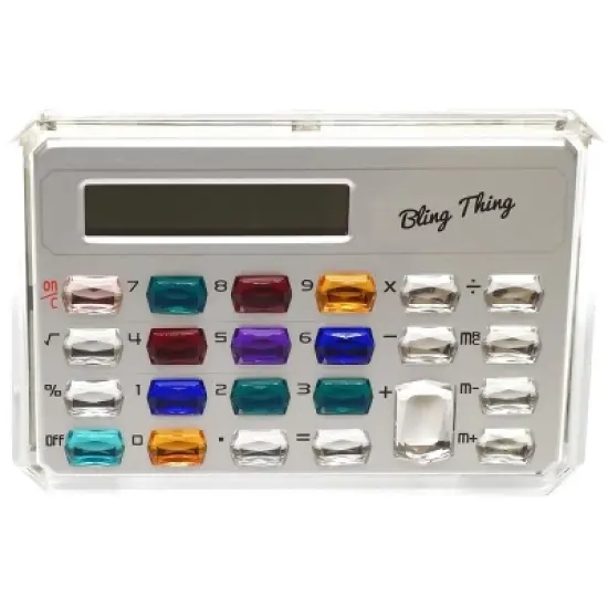 Gemstone Pocket Calculator | Gold | Compact | Cute Fun Charming | Large Colorful Crystal Bling Buttons image {5}