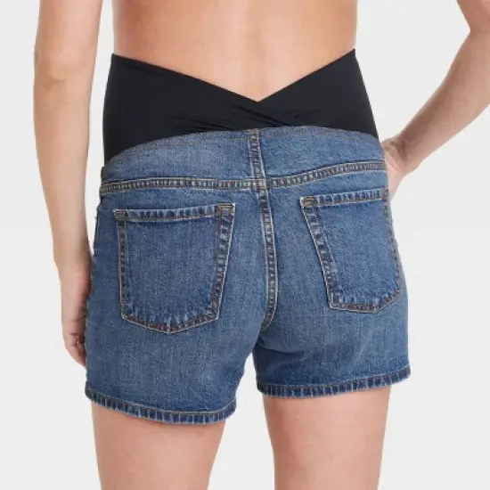 Over Belly Maternity Jean Shorts - Isabel Maternity by Ingrid & Isabel&trade; image {4}