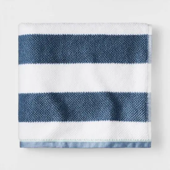 Striped Kids&rsquo; Towel Navy with SILVADUR&trade; Antimicrobial Technology - Pillowfort&trade; image {5}