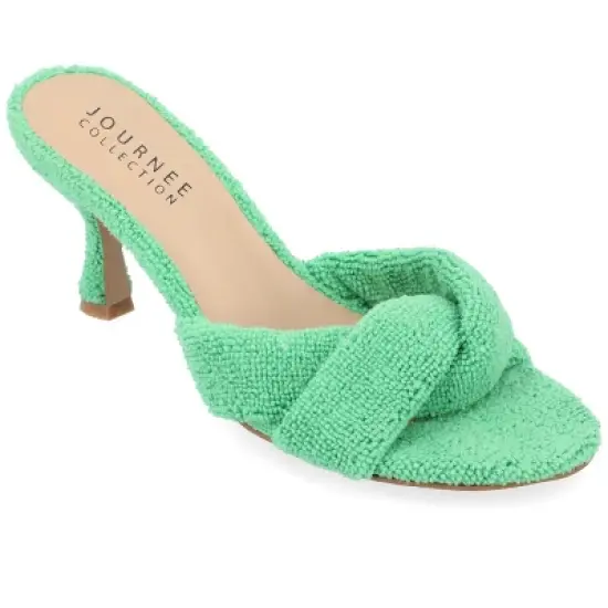 Journee Collection Womens Mannon Soft Terry Cloth Slip On Open Toe Pumps image {11}