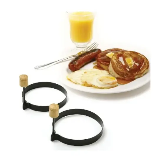 Norpro 4-Inch Nonstick Round Pancake and Egg Rings, Set of 2, Black image {1}