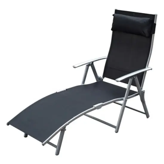 Outsunny Steel Fabric Outdoor Folding Chaise Lounge Chair Recliner with Portable Design & 7 Adjustable Backrest Positions image {3}