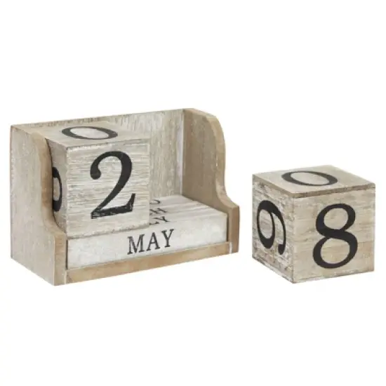 Juvale Wooden Perpetual Block Calendar for Desk, Wood Month Date Display Blocks Rustic-Style Farmhouse-Themed Office Decor, 5 x 4 In image {5}