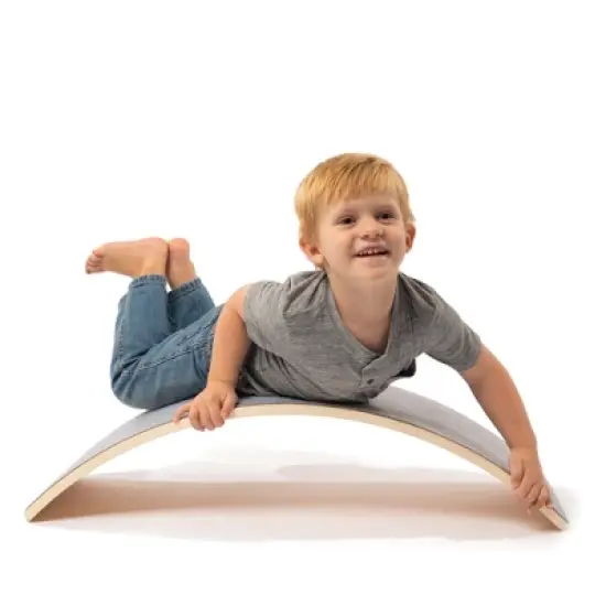 JumpOff Jo &ndash; Wooden Wobble Balance Board - Montessori Gym Natural Wood Rocker Board with Felt, for Kids and Toddlers &ndash; 11.5 in x 32 in x 7.5 in image {2}