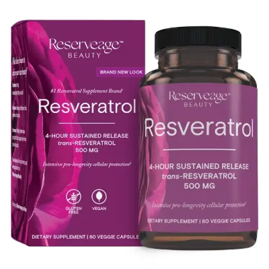 Reserveage Beauty, Resveratrol 500 mg, Antioxidant Supplement for Heart and Cellular Health, Supports Healthy Aging, Paleo, Keto image {8}