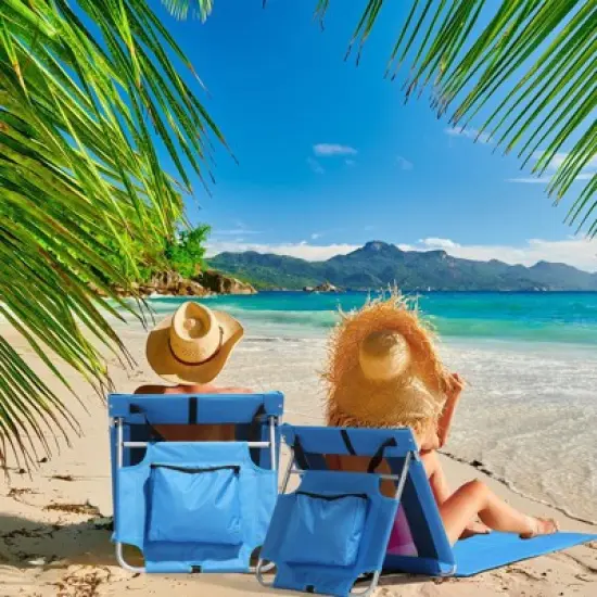 Karl Home Patio Blue Lightweight Foldable Beach Mat Lounge Chair image {7}