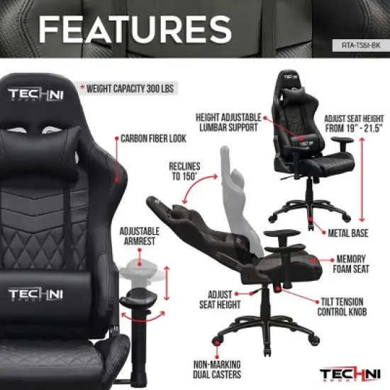 Gaming Chair Racer Style High Back with Reclining Backrest Adjustable Arms and Lumbar Support for Long Sessions -3irtyhousy image {4}