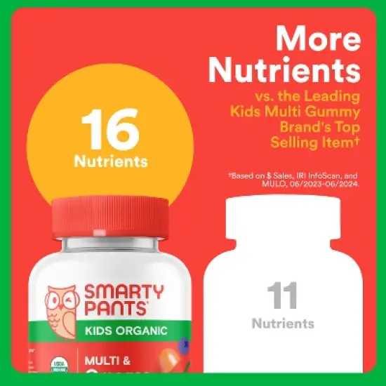 SmartyPants Organic Kids Multi & Vegetarian Omega 3 Gummy Vitamins with D3, C & B12 - 90 ct image {5}