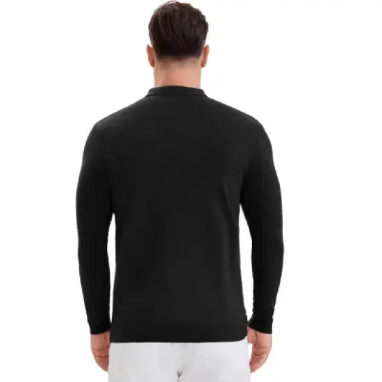 INSPIRE CHIC Men's Long Sleeve Solid Color Pullover Business Knitted Polo Shirt image {2}