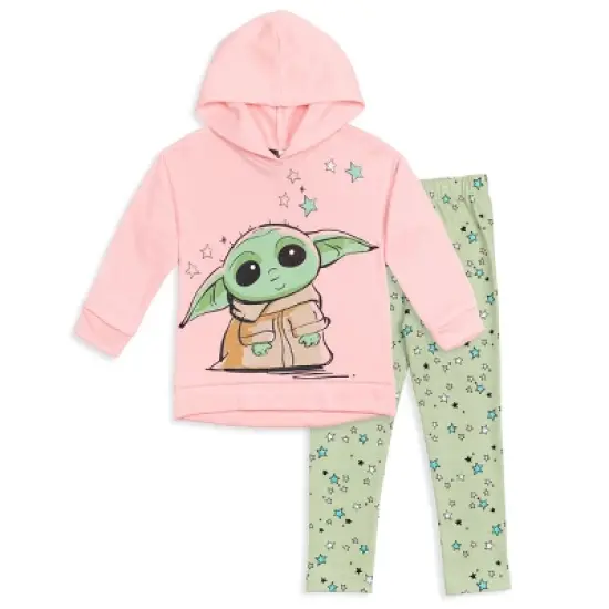 Star Wars The Mandalorian Baby Yoda Little Girls Fleece Hoodie & Leggings Set Pink  image {8}