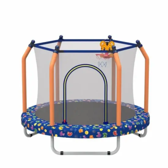 Aukfa 55 inch Kids for Ages 1-8 Trampoline with Handle - Indoor/Outdoor Toddler Trampoline, 6-Leg Design for Safety & Stability image {8}