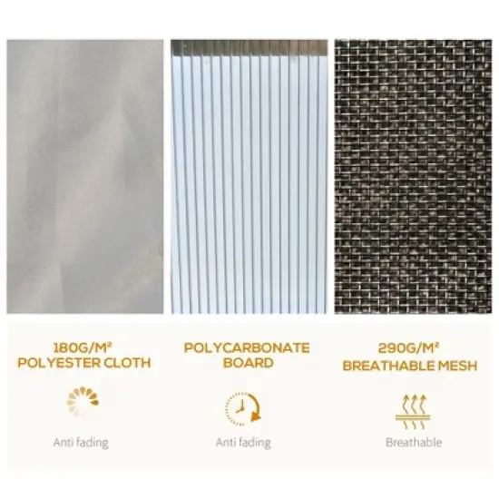 Outsunny Hardtop Gazebo Outdoor Polycarbonate Canopy Aluminum Frame Pergola with Double Vented Roof, Netting & Curtains for Garden image {4}