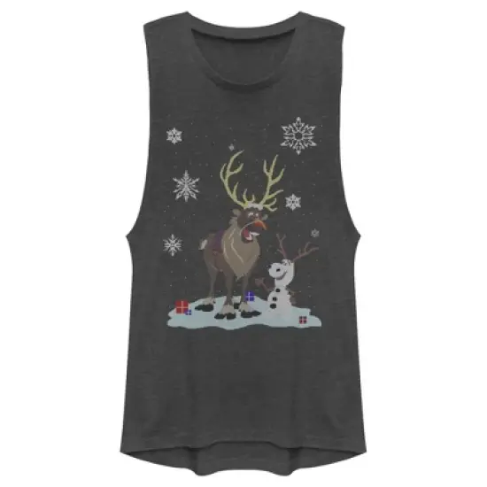 Junior's Frozen Christmas Sweater Friends Festival Muscle Tee image {2}