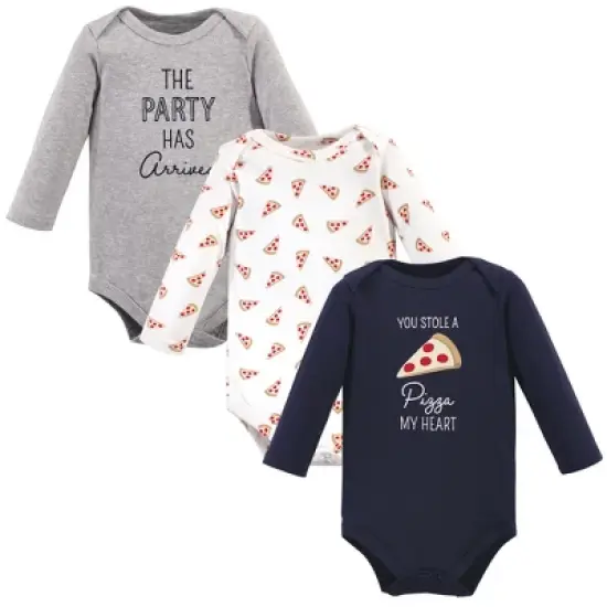 Hudson Baby Infant Boy Cotton Long-Sleeve Bodysuits, Pizza image {5}