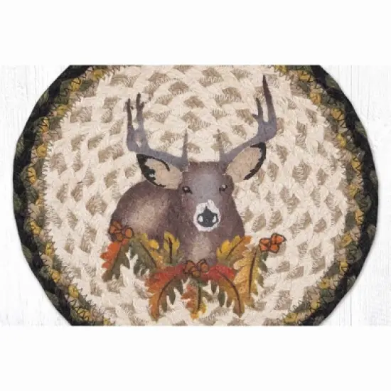 Earth Rugs Deer Floral Printed Round Jute Trivet &ndash; 10" Rustic Nature-Inspired Design image {2}