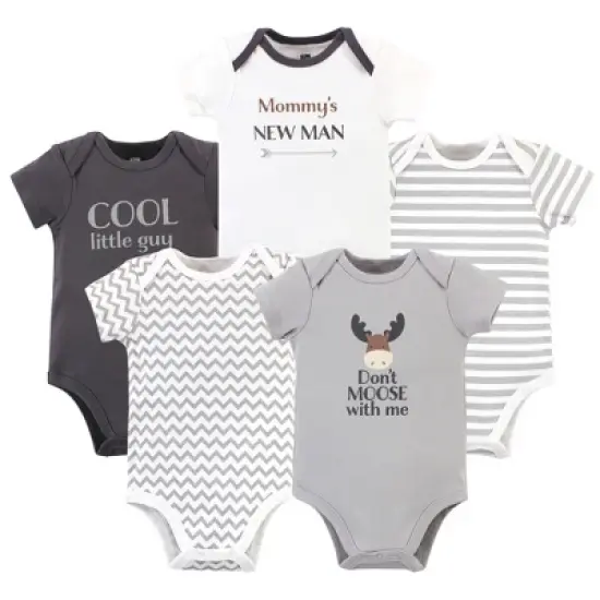 Hudson Baby Cotton Bodysuits 5pk, Dont Moose With Me image {1}