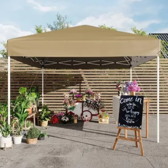 GustoWave Adjustable Height Outdoor 10x10Ft Pop Up Portable Canopy Tent with Carrying Bag for Parties, Camping image {10}