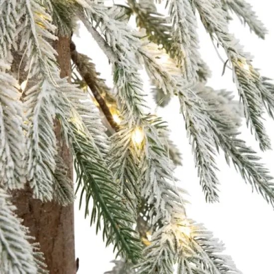 Northlight Pre-Lit Flocked Battery Operated Alpine Artificial Christmas Tree - 3' - Clear LED Lights image {7}