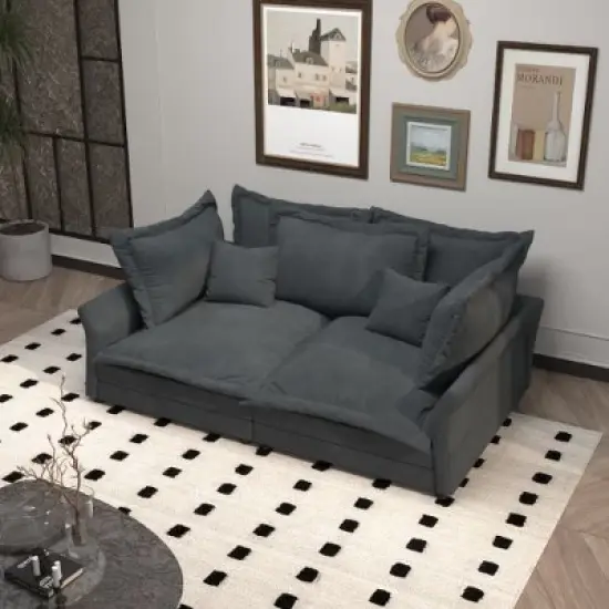 CAVINAS Modern Upholstered Loveseat Sofa, Deep Seat Couches with Multiple Large Soft Pillows, Convertible Deep Seat Chaise Longue, Cloud Couch Sofa image {11}