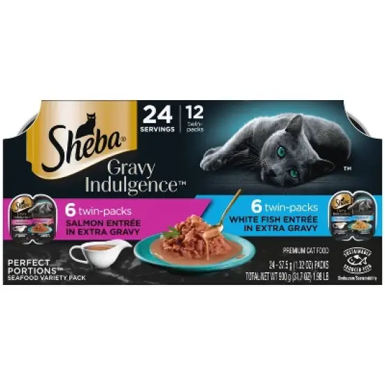 Sheba Salmon Flavor Variety Pack Gravy Indulgence Wet Cat Food - 31.7oz/12ct image {12}